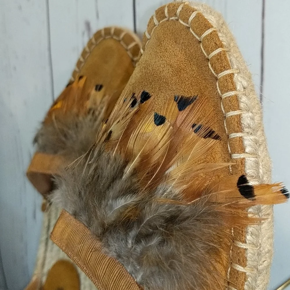 Camila's Feather Boho Chic‎ Espadrilles Women's 7.5/8